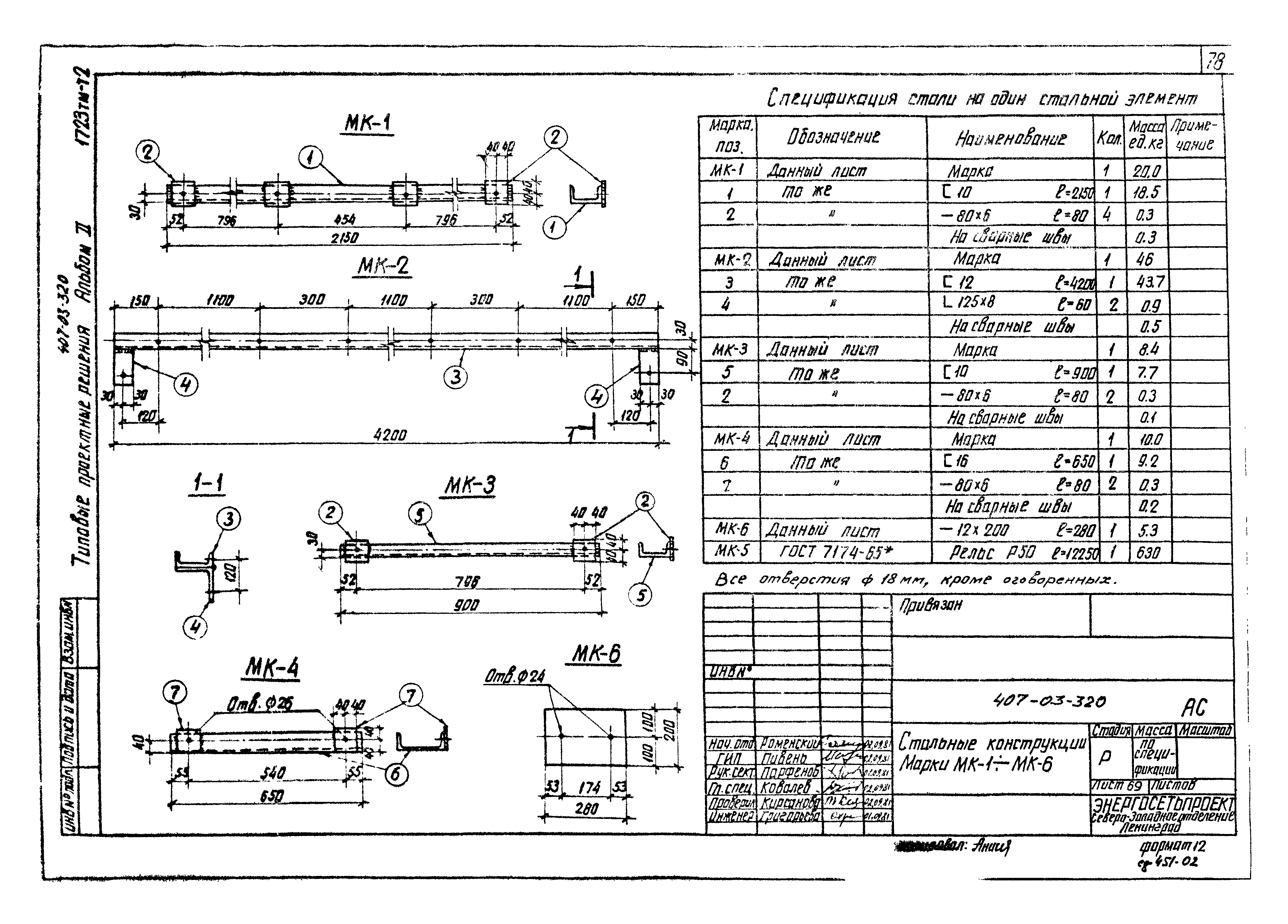 Скачать Типовые проектные решения 407-03-320 Альбом II. Строительная часть