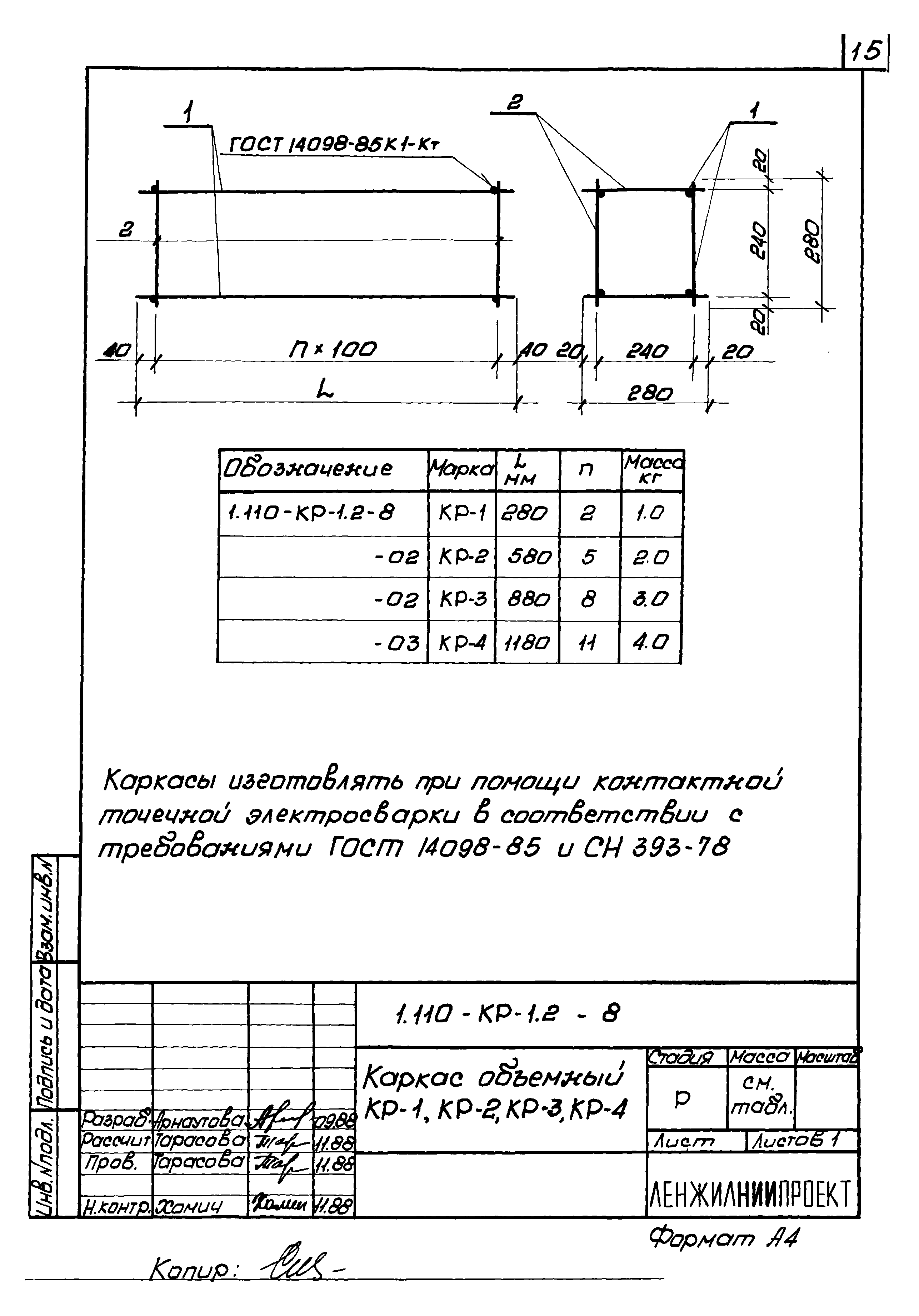 Изделия с1, кр1, кр2, кр4