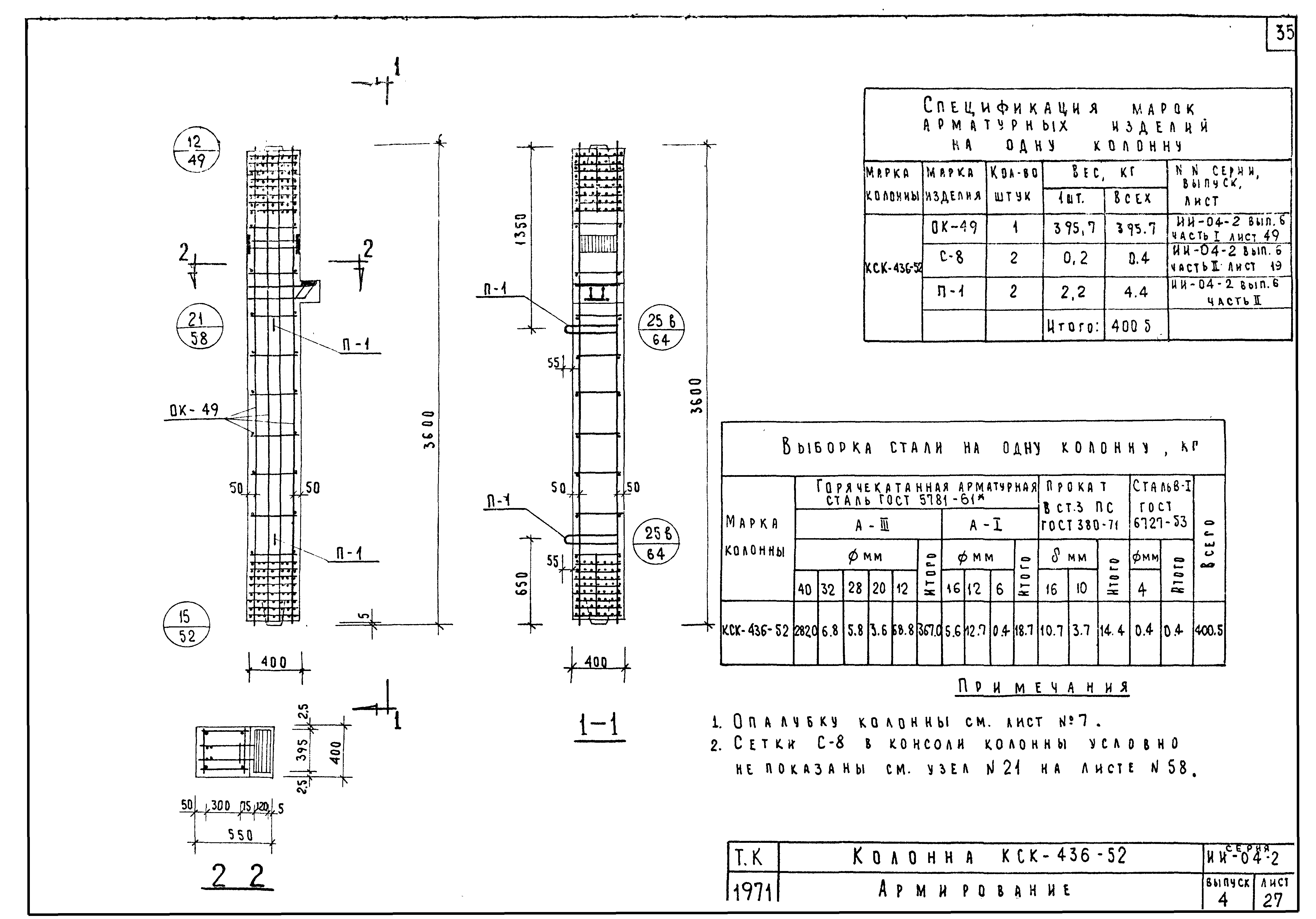 Армирование колонны 300х300 чертеж