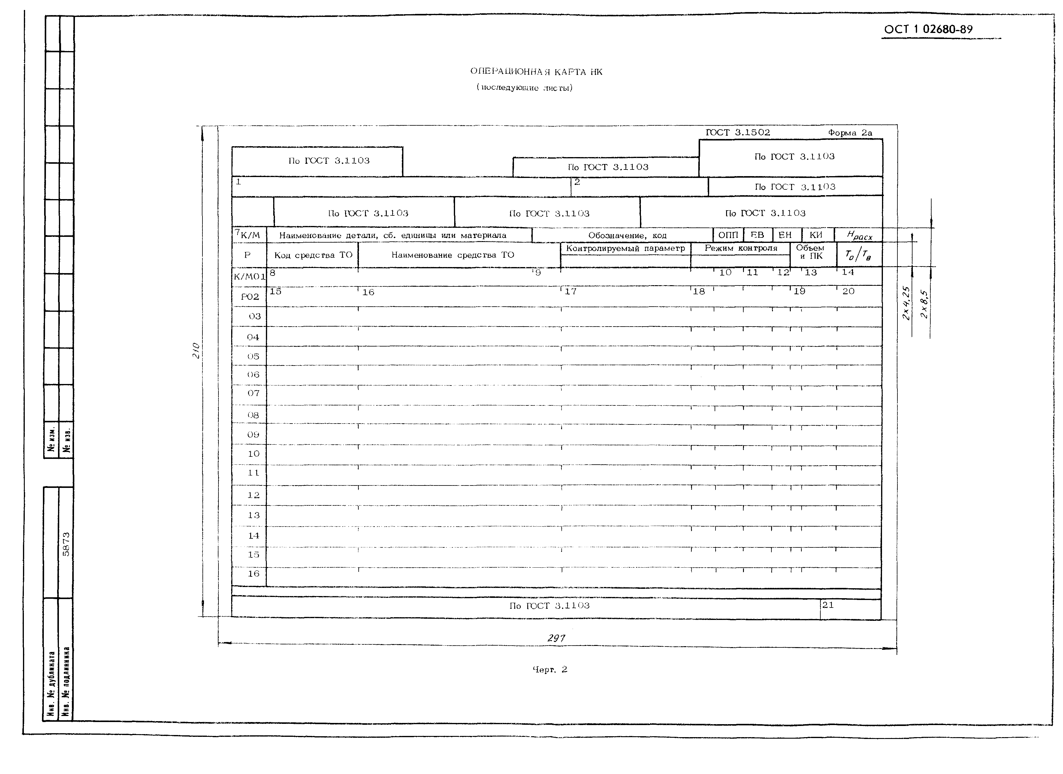 Операционная карта контроля гост