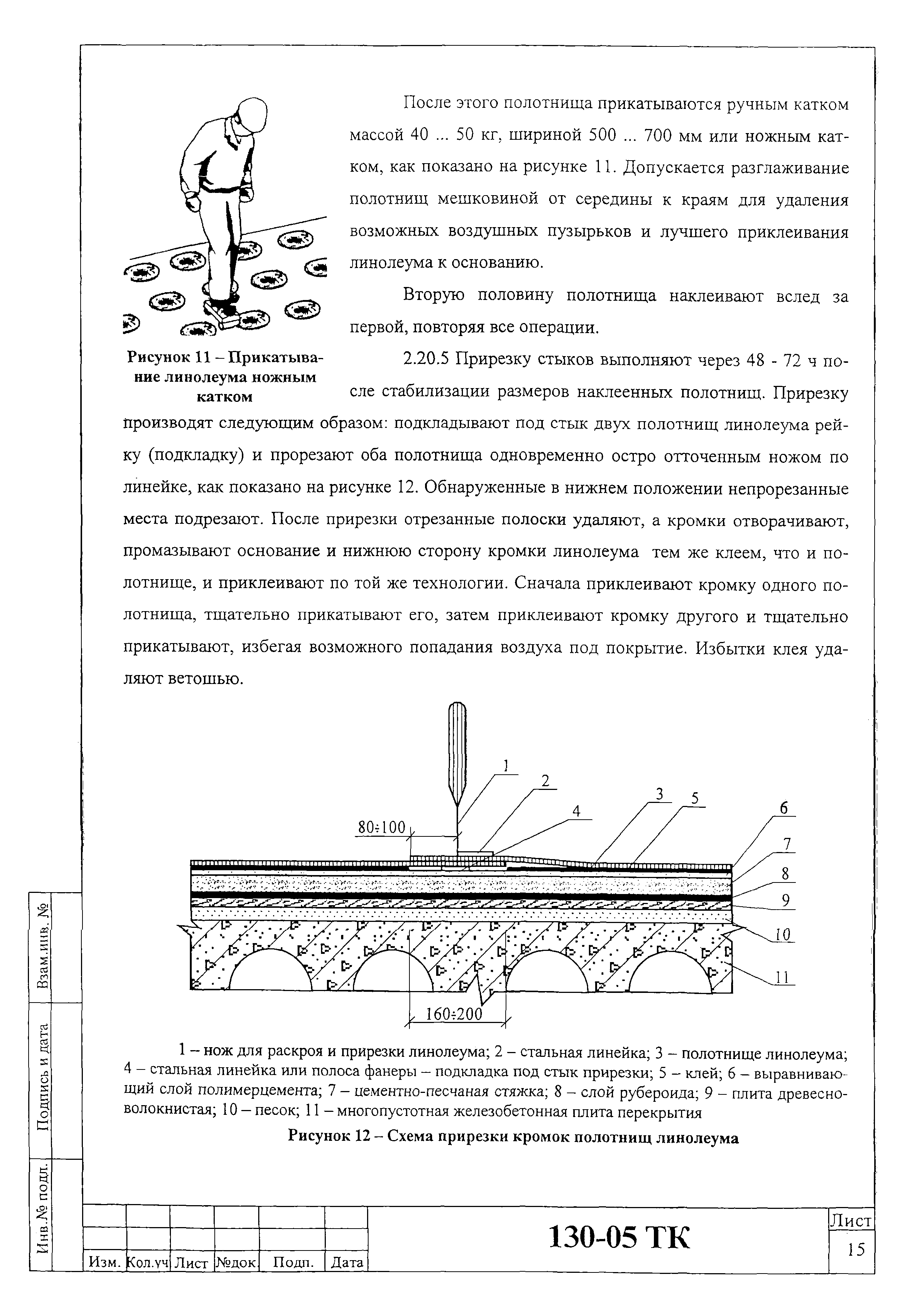 Тех карта на устройство полов из линолеума