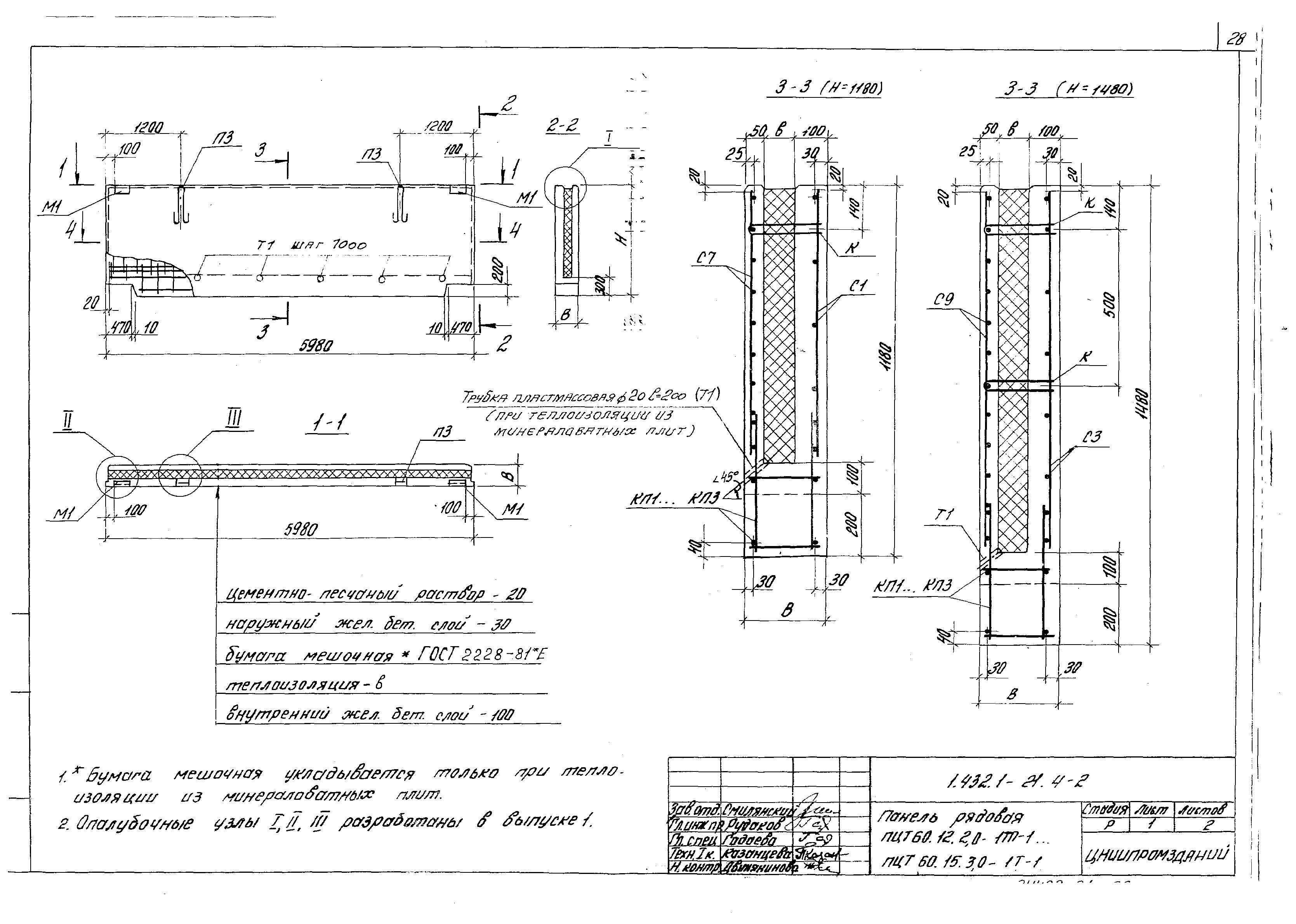 Цокольная панель ПЦТ 60.15.2.5-1тп-1а