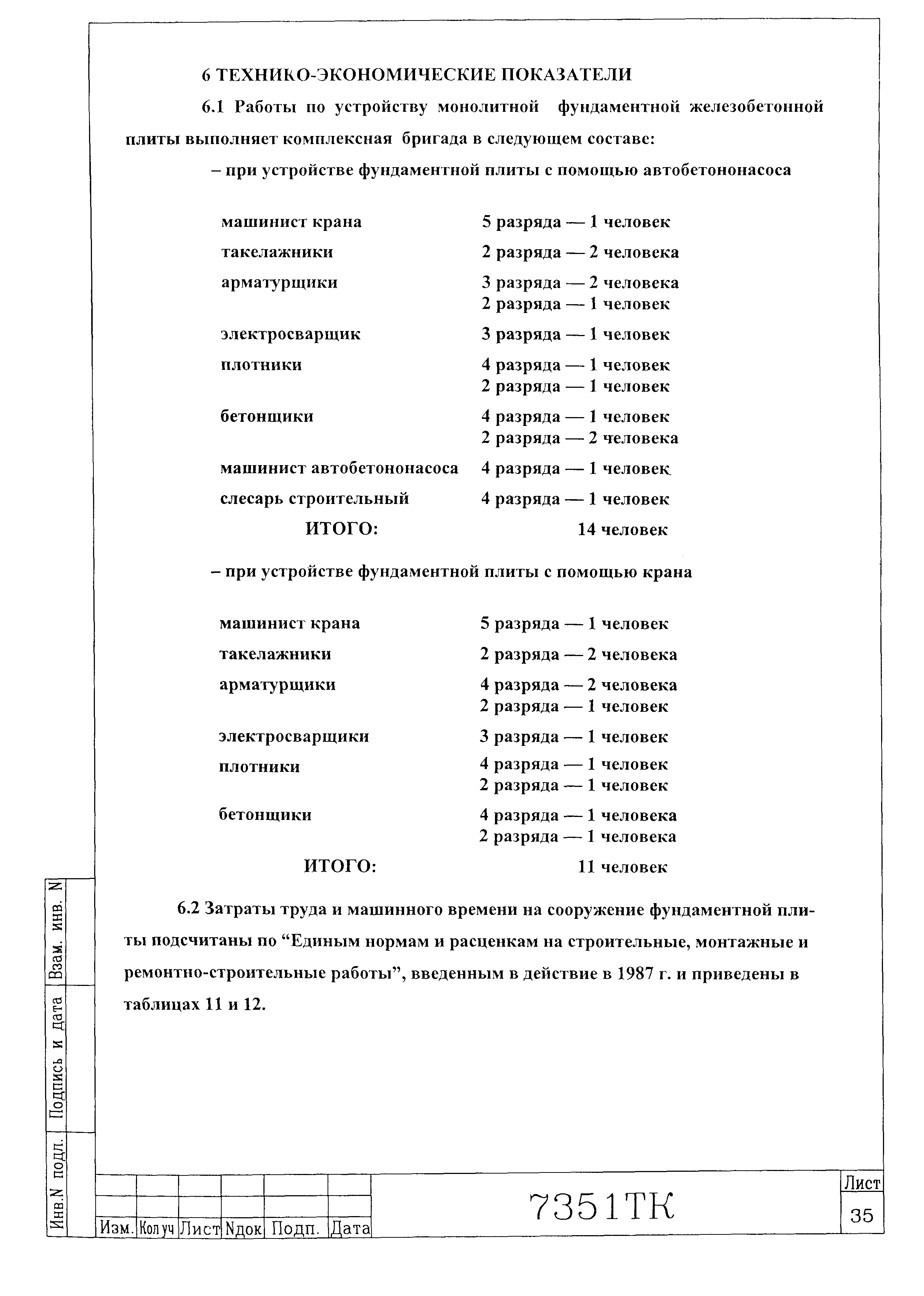 Скачать Технологическая карта 7351 ТК Технологическая карта на устройство  монолитной железобетонной фундаментной плиты